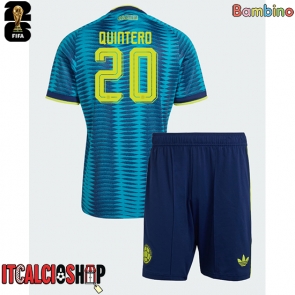 Colombia Juan Fernando Quintero #20 Seconda Maglia Bambino Mondiali 2026 Manica Corta (+ Pantaloni corti)